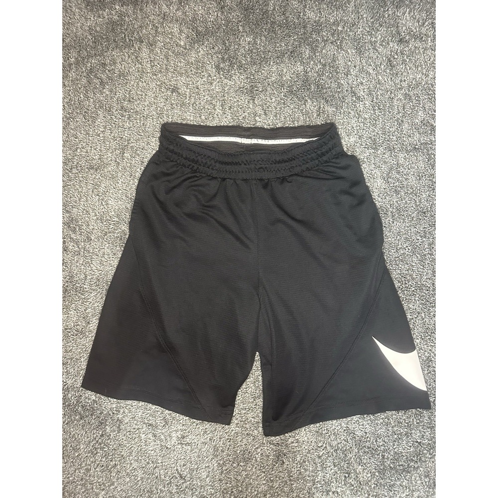 Nike Men's Small Black Dri-FIT Training Shorts Big Swoosh Athletic 8" Inseam